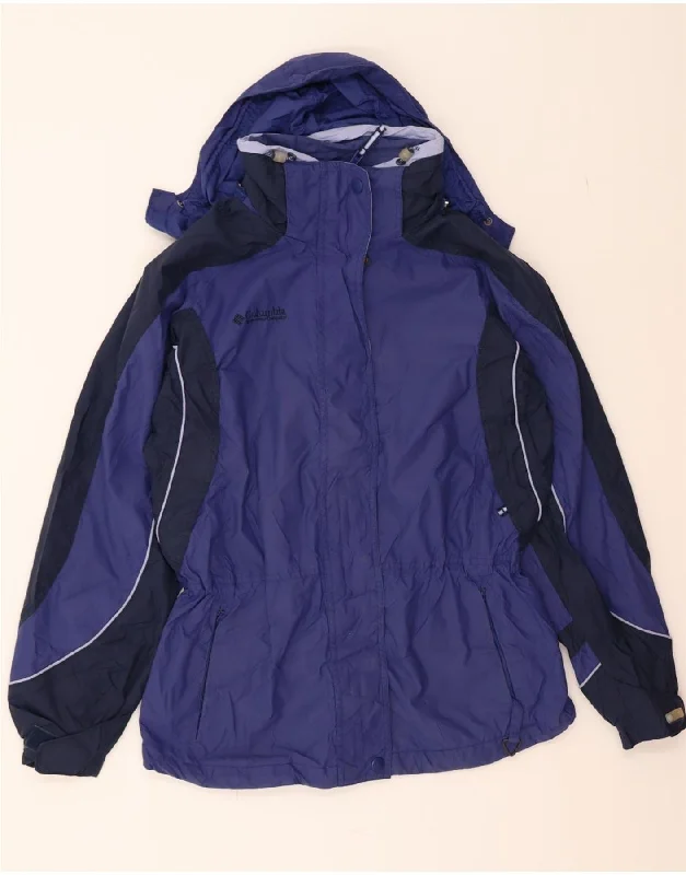 COLUMBIA Womens Hooded Windbreaker Jacket UK 14 Medium Blue Colourblock