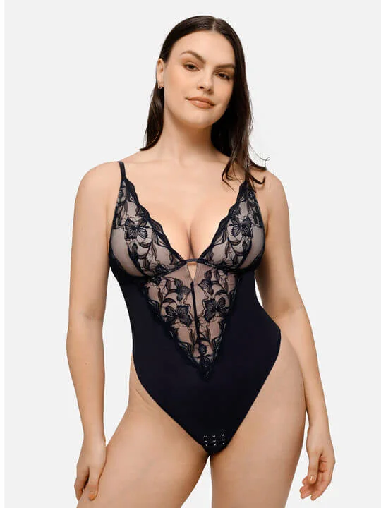 Feelingirl Sculpting Lace Shapewear Thong Bodysuit