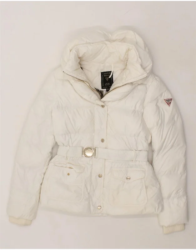 GUESS Womens Padded Jacket UK 14 Medium White Polyester