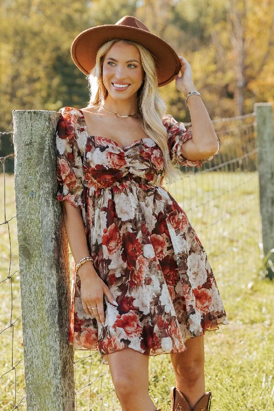 Multi Floral Print Sweetheart Mini Dress - FINAL SALE