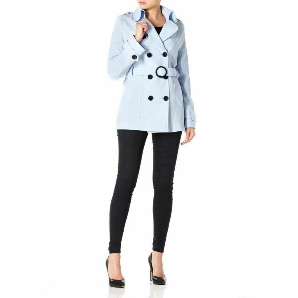 Womens Spring/Summer Double Breasted Short Belted Coat (1710-SP)