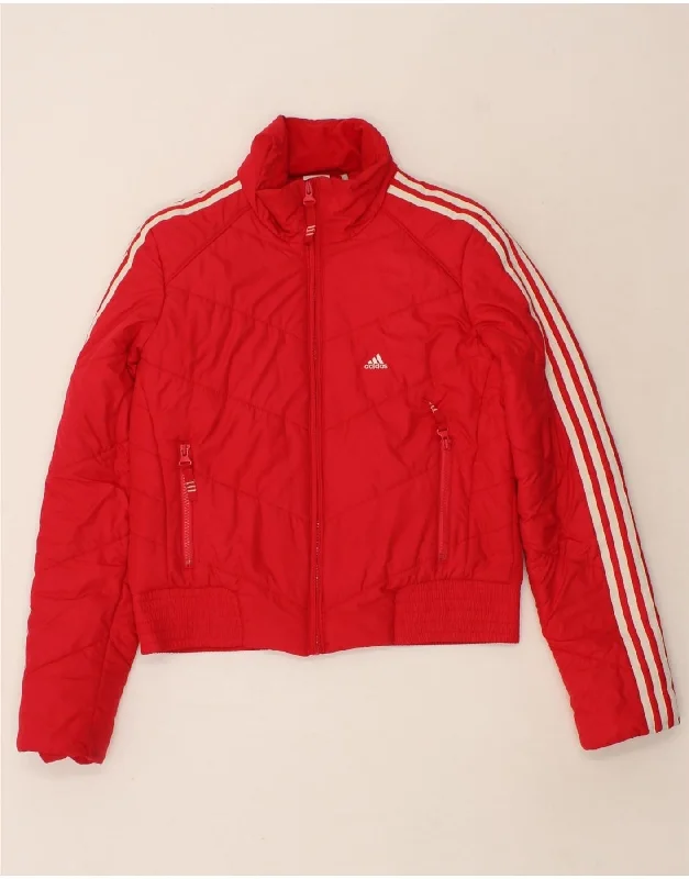 ADIDAS Womens Clima 365 Bomber Padded Jacket UK 12 Medium Red Polyester