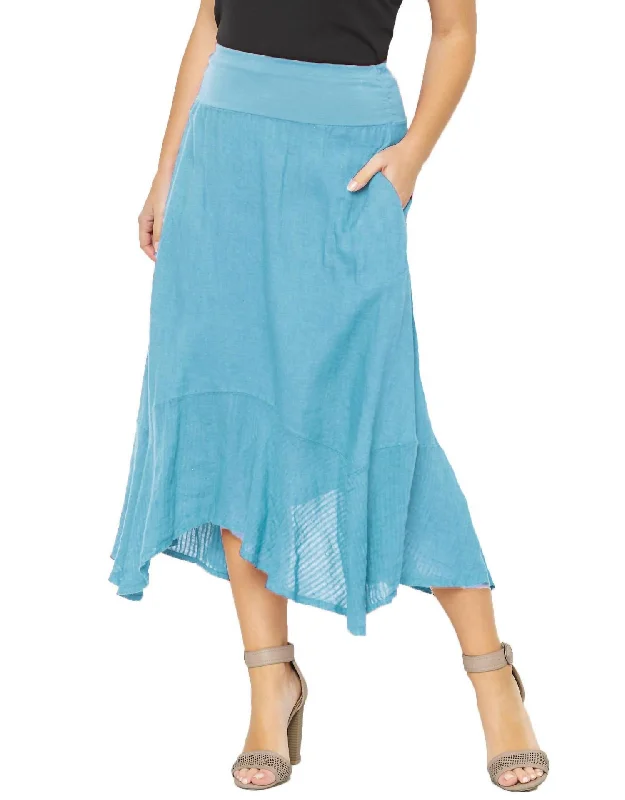 Krush Sheer Hem Skirt In Blue