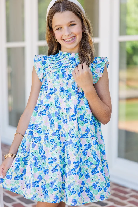 Girls: All About You Navy Peach Ruffled Dress