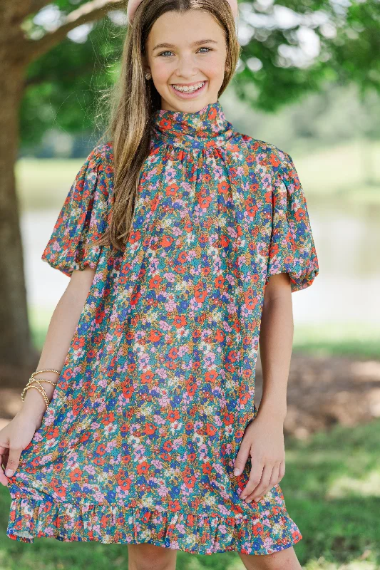 Girls: Can't Let You Go Gold Ditsy Floral Dress