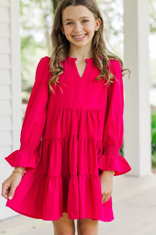 Girls: In Your Happy Place Fuchsia Pink Dress