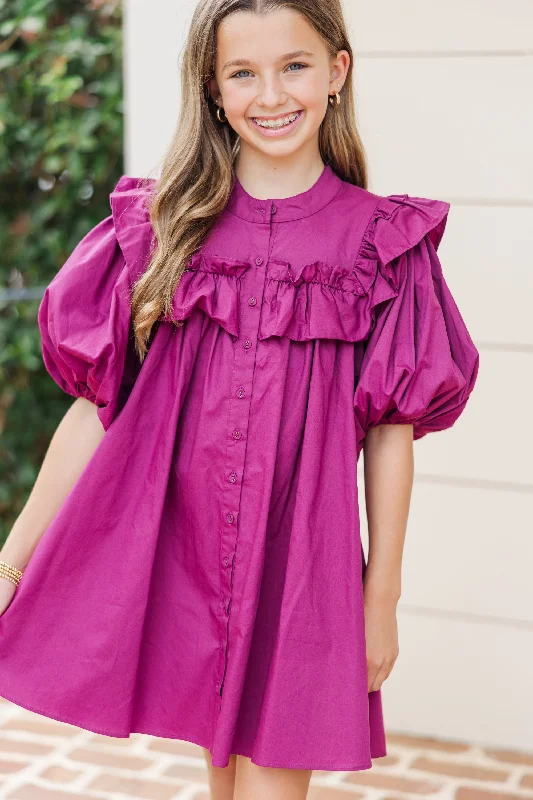 Girls: Keep Up Magenta Purple Ruffled Dress