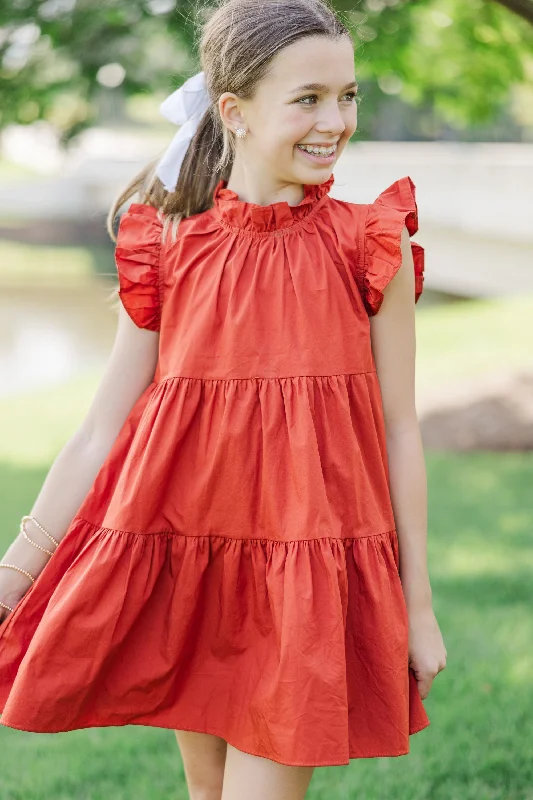 Girls: What Dreams Are Made Of Rust Orange Ruffled Dress