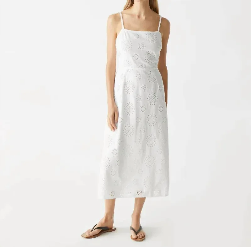 Allora Eyelet Midi Dress In White