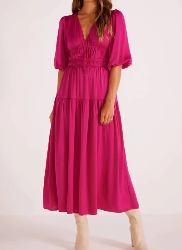 Safira Midi Dress In Berry