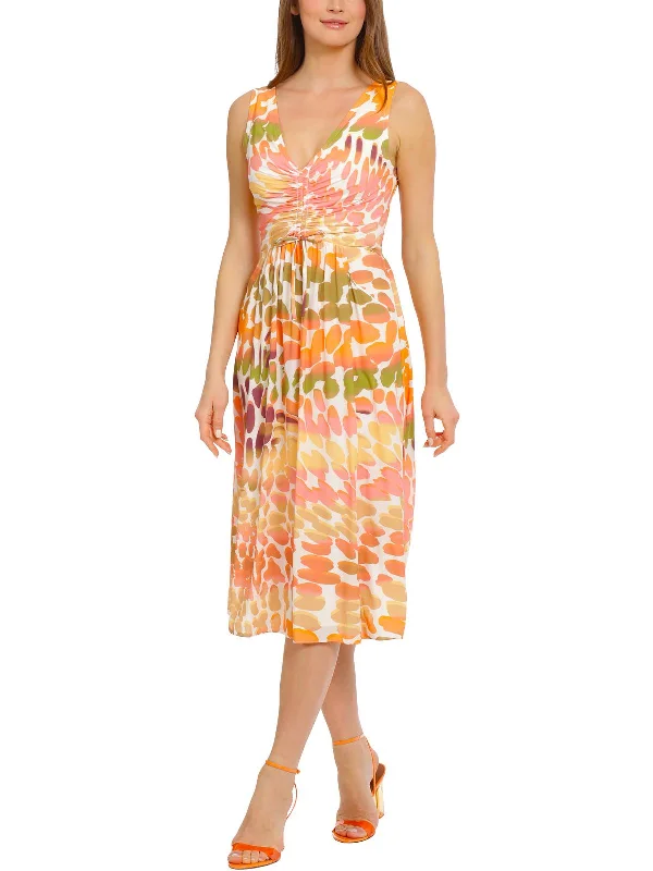 Womens Printed Polyester Midi Dress