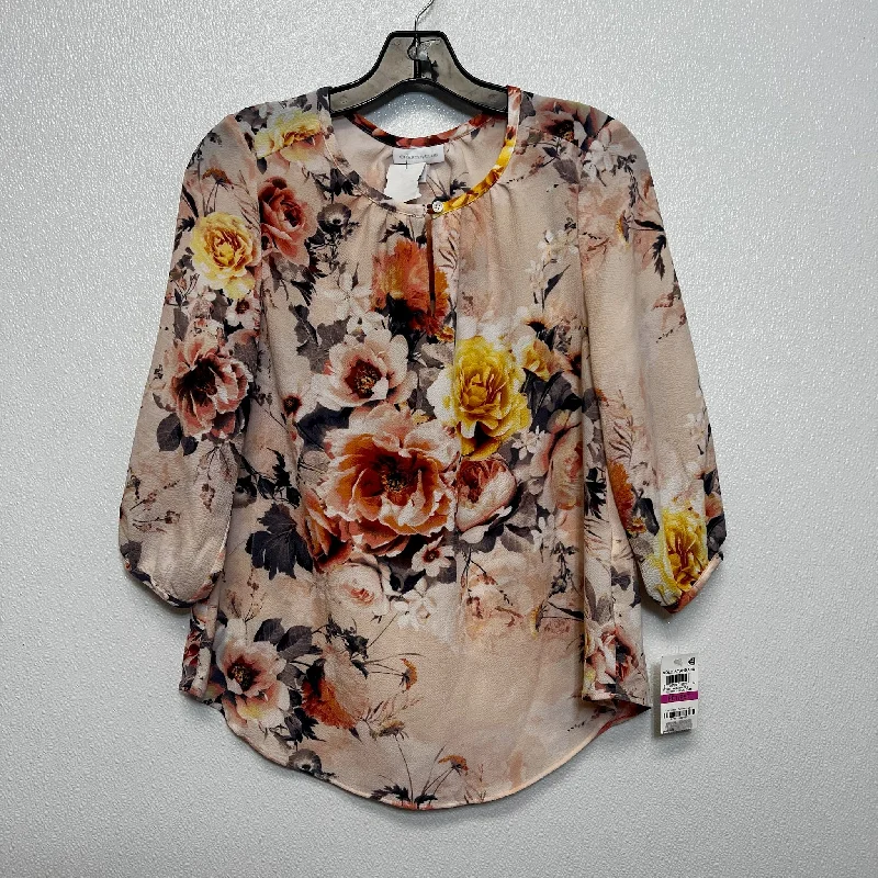 Top 3/4 Sleeve By Charter Club O In Floral, Size: Petite