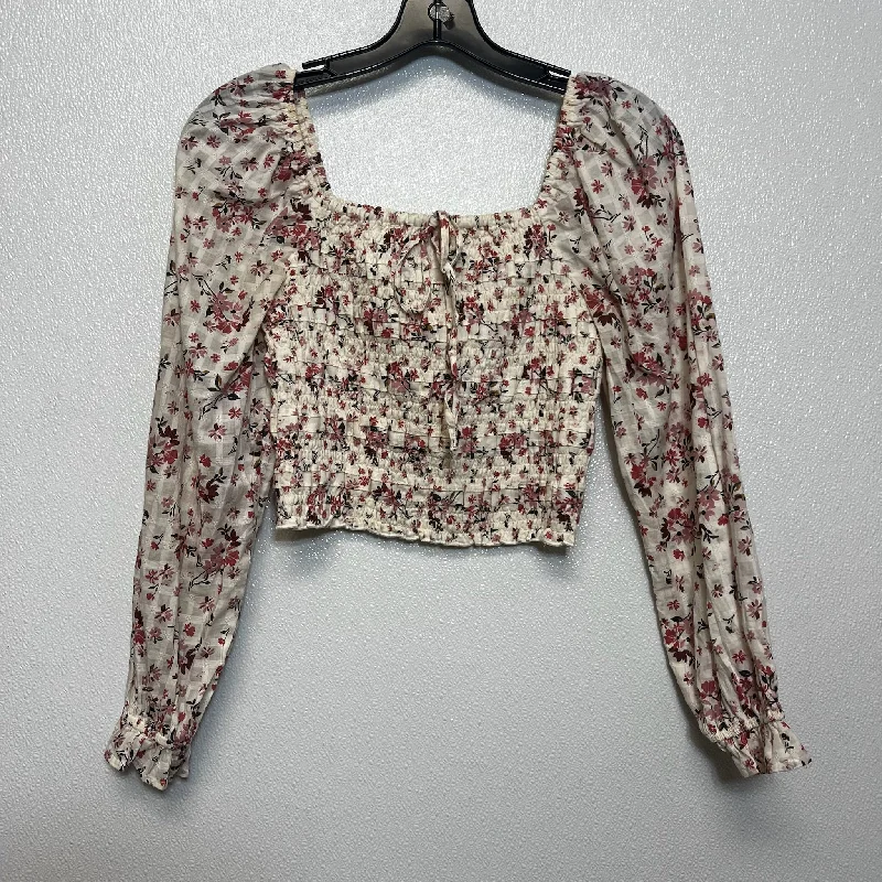 Top Long Sleeve Basic By American Eagle In Floral, Size: Xs