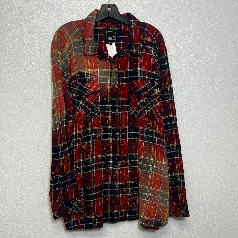 Top Long Sleeve By Cmf In Plaid, Size: L