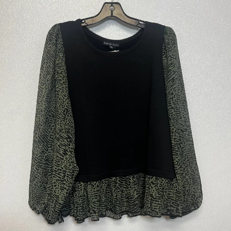 Top Long Sleeve By Kim & Cami In Black, Size: M