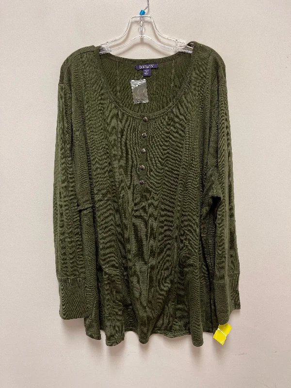 Top Long Sleeve By Roamans In Green, Size: 3x