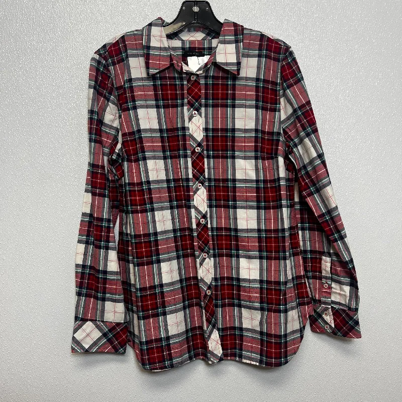 Top Long Sleeve By Talbots O In Plaid, Size: M