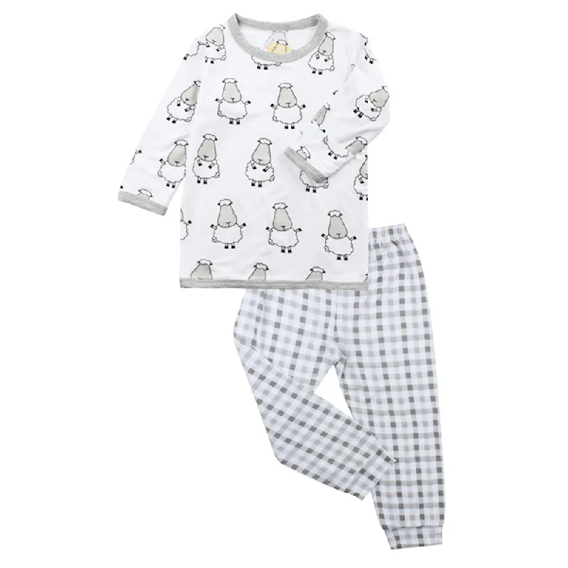 Pyjamas Set White Big Sheepz + Grey Checkers