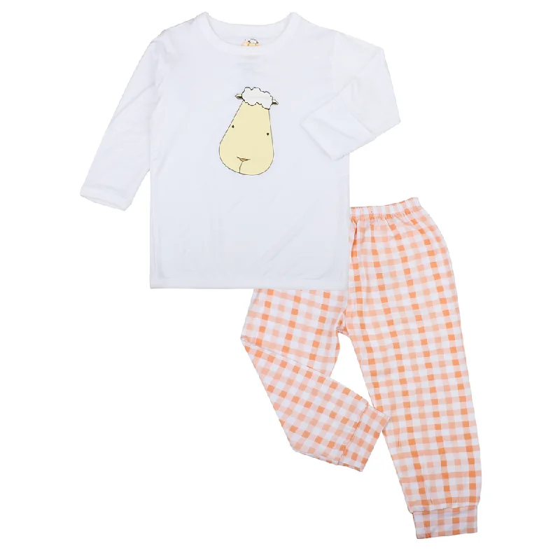 Pyjamas Set White Big Face + Orange Checkers