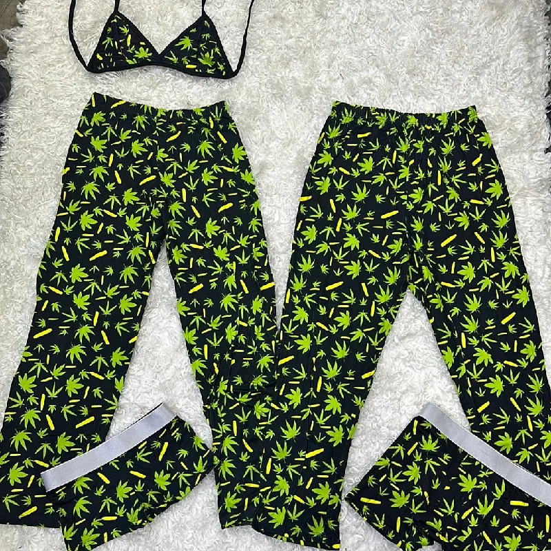 Green plant weed 5 pcs pajama duo