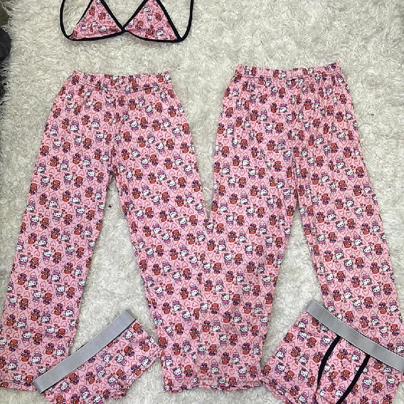 Hello kitty and spider man pink 5 pcs pajama duo