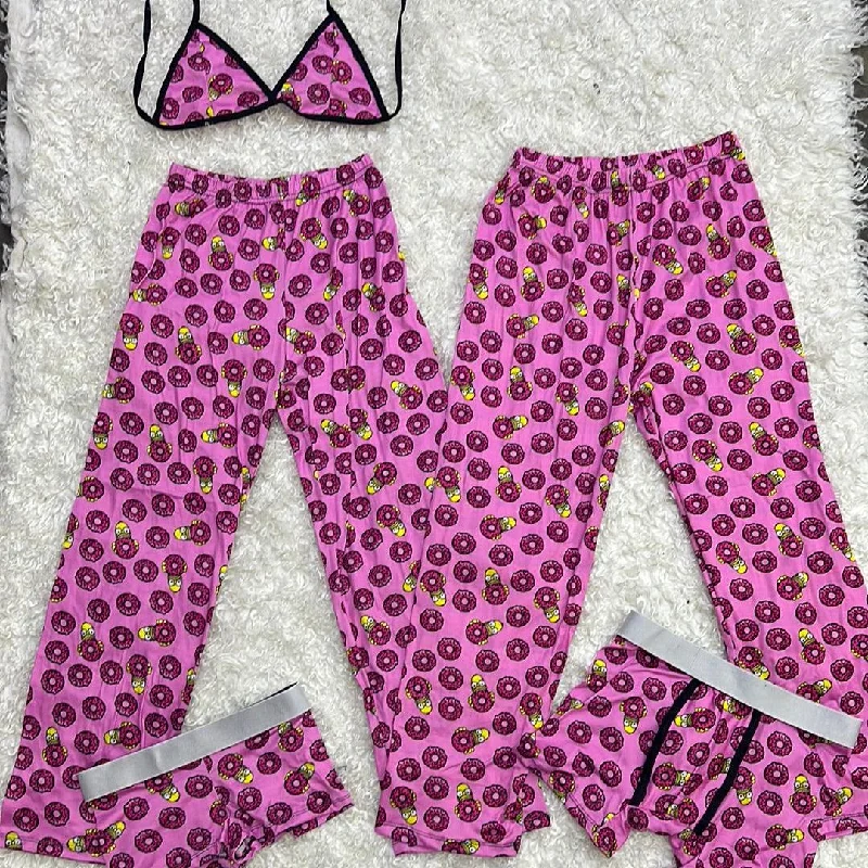 Homer donuts background pink 5 pcs pajama duo