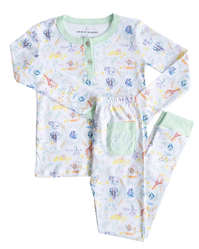 Rainbow Zoo Animals Pima Cotton Pajama Set- FINAL SALE