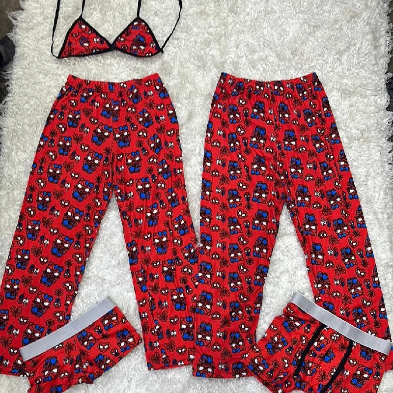 spider man and hello kitty red 5 pcs pajama duo