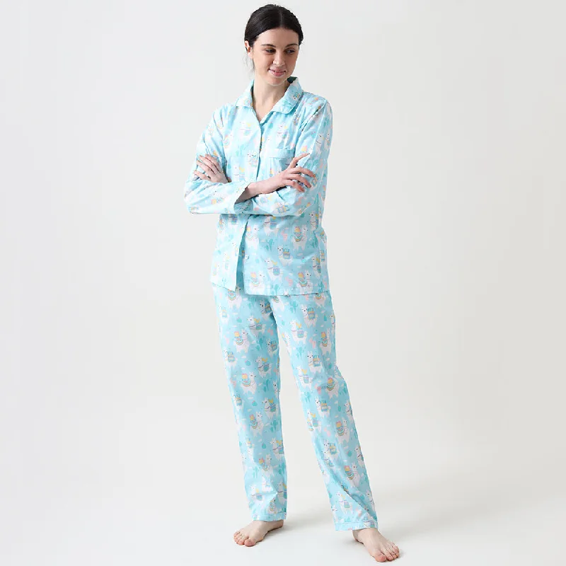 Women Organic Llama Love Pajama Set